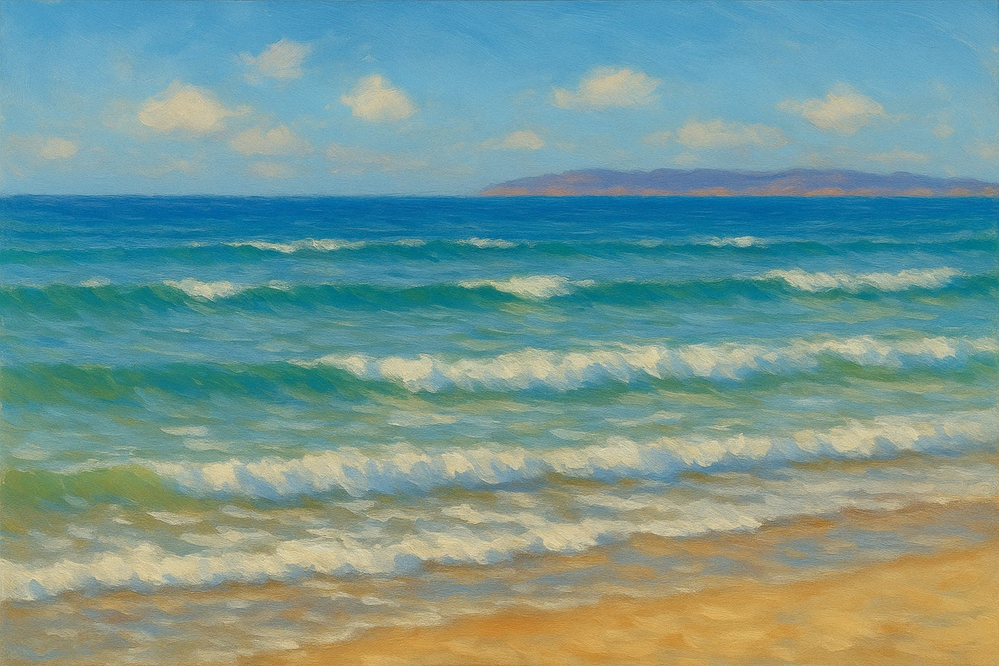 Distant Shore coastal canvas wall art – fine art seascape print by Alexandra Sachs.