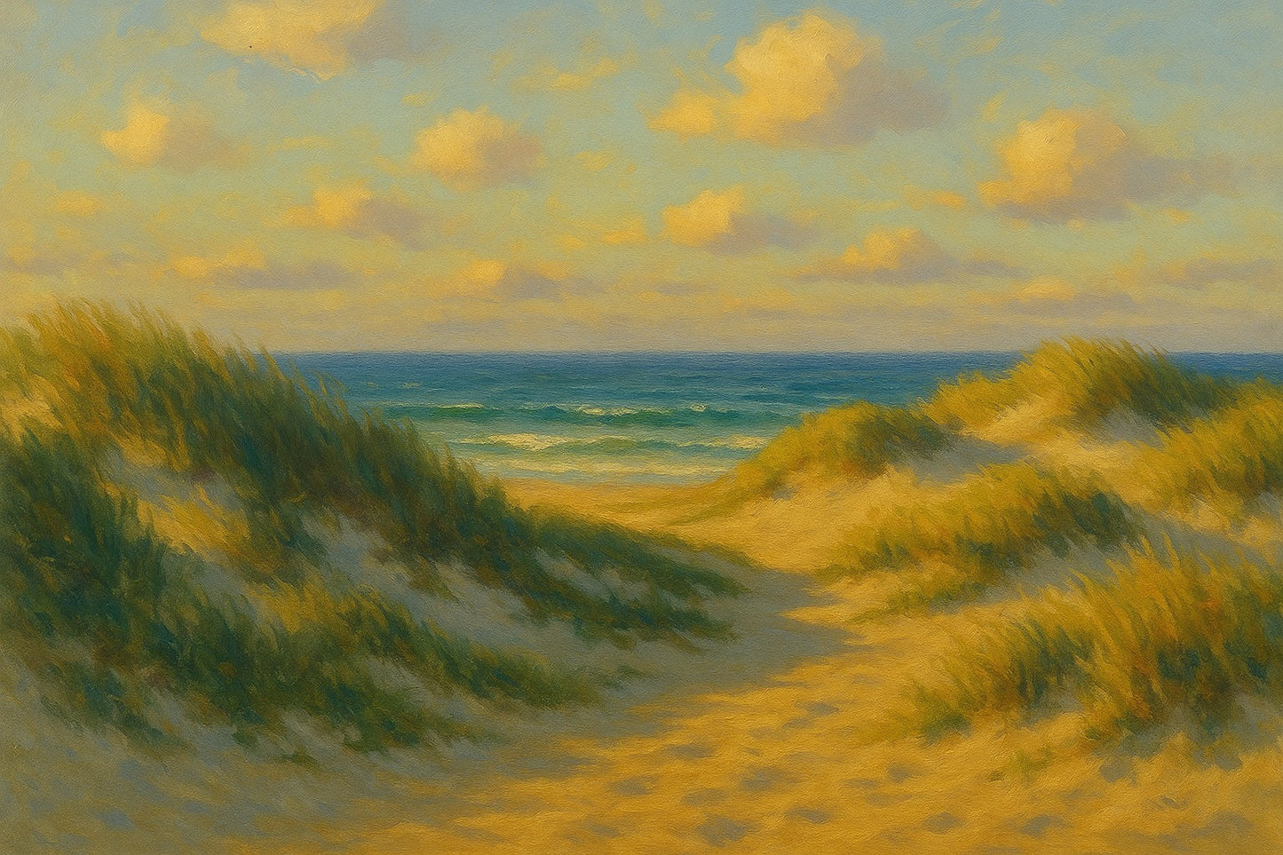Evening Dunes coastal canvas wall art – fine art seascape print by Alexandra Sachs.
