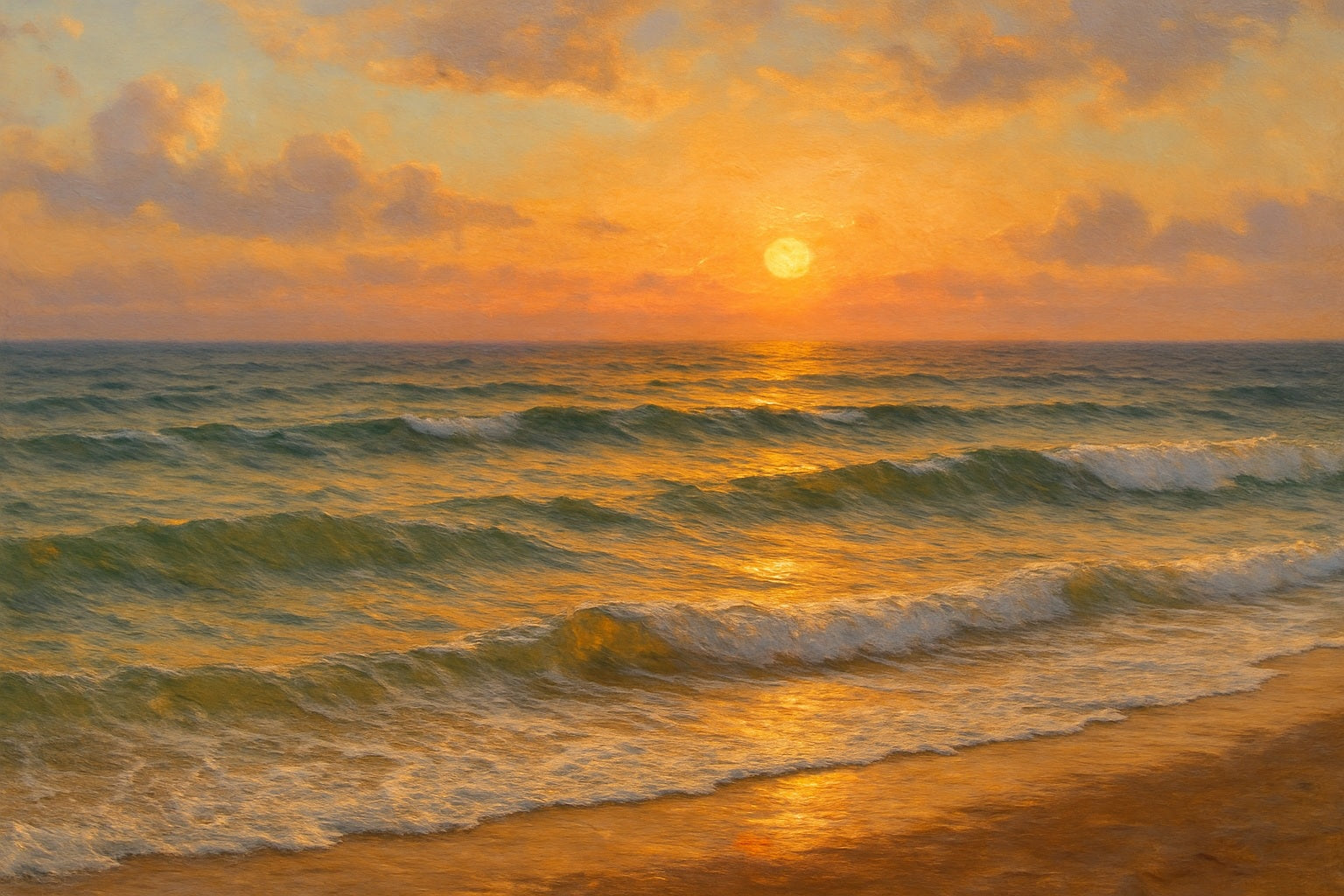Amber Horizon coastal canvas wall art – fine art seascape print by Alexandra Sachs.
