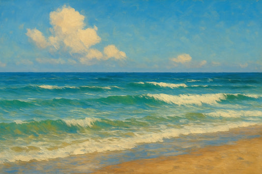 Cloudline coastal canvas wall art – fine art seascape print by Alexandra Sachs.
