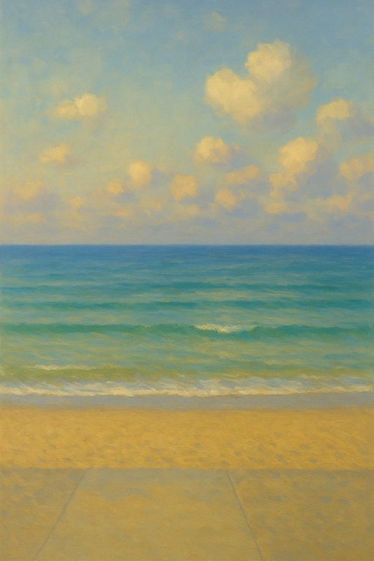 Coastal Stillness coastal canvas wall art – fine art seascape print by Alexandra Sachs.
