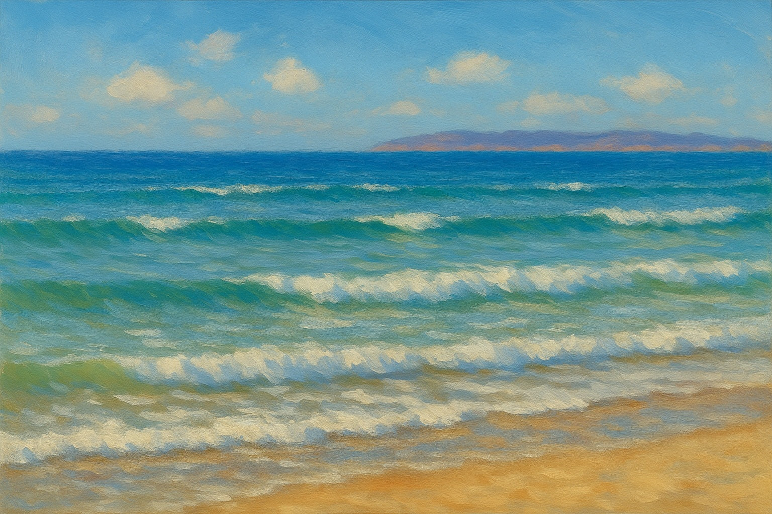 Distant Shore coastal canvas wall art – fine art seascape print by Alexandra Sachs.
