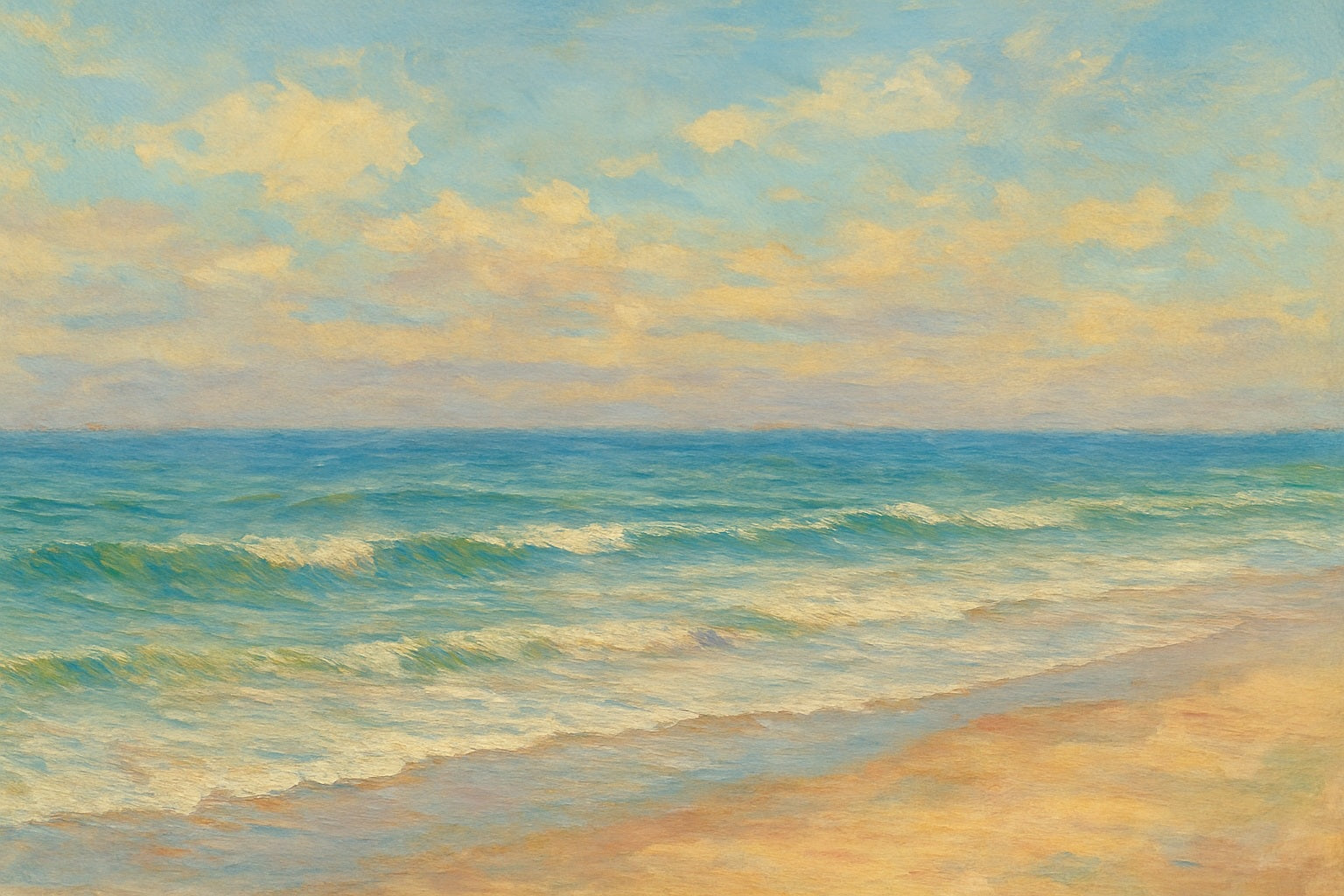 Gentle Horizon coastal canvas wall art – fine art seascape print by Alexandra Sachs.
