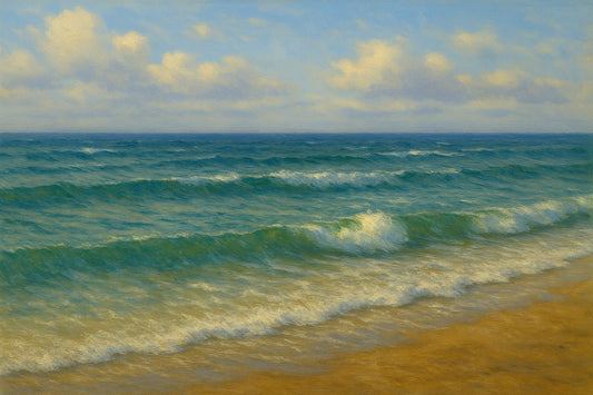 Morning Drift coastal canvas wall art – fine art seascape print by Alexandra Sachs.
