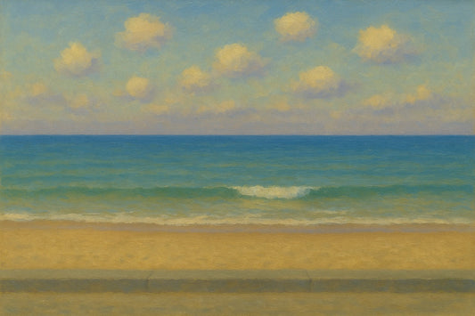 Quiet Horizon coastal canvas wall art – fine art seascape print by Alexandra Sachs.
