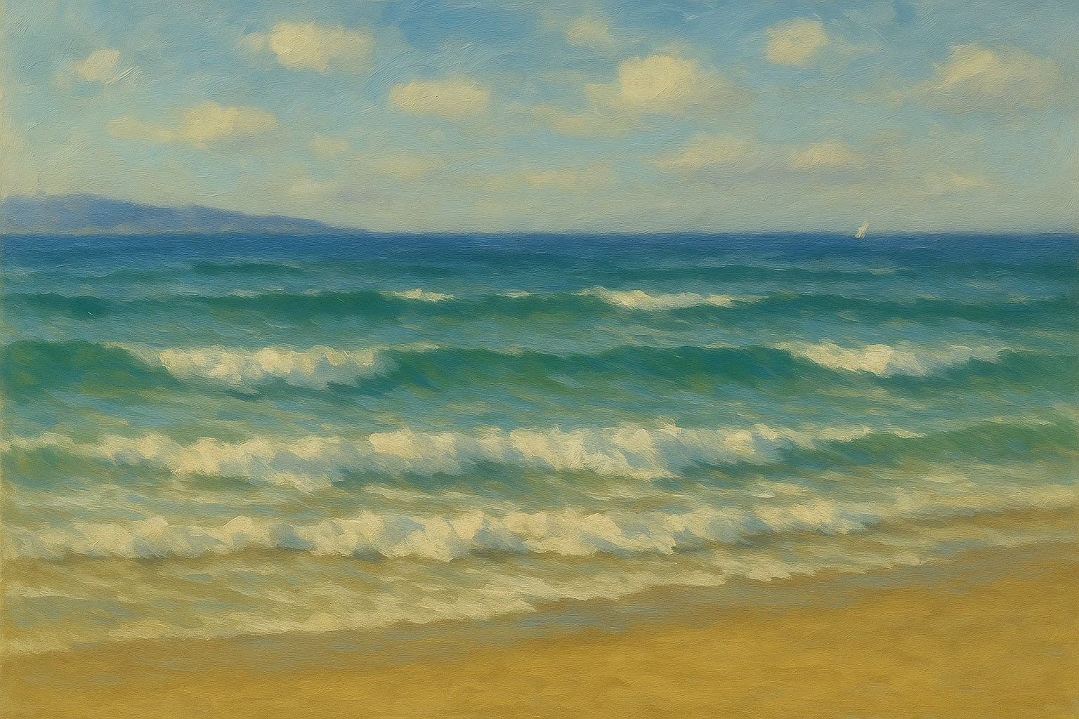 Shimmering Waves coastal canvas wall art – fine art seascape print by Alexandra Sachs.
