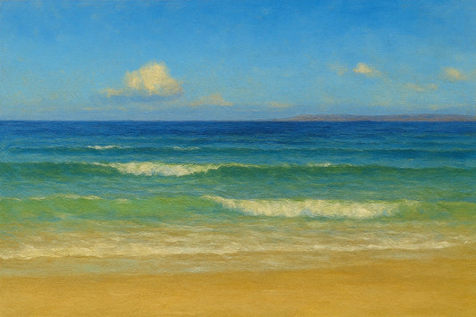 Tranquil Edge coastal canvas wall art – fine art seascape print by Alexandra Sachs.
