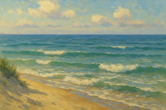 Whispering Tide coastal canvas wall art – fine art seascape print by Alexandra Sachs.
